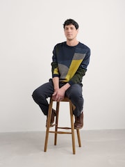 Seasalt Cornwall Blue Mens Carn Gloose Crew Neck Jumper - Image 3 of 5