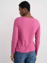 Seasalt Cornwall Pink Easel Long Sleeve Top in Cotton Jersey - Image 2 of 5