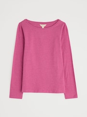 Seasalt Cornwall Pink Easel Long Sleeve Top in Cotton Jersey - Image 4 of 5