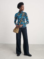 Seasalt Cornwall Blue Landing Roll Neck Top in Cotton - Image 1 of 5