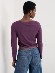 Seasalt Cornwall Purple Easel Long Sleeve Top in Cotton Jersey - Image 2 of 5