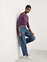 Seasalt Cornwall Purple Easel Long Sleeve Top in Cotton Jersey - Image 3 of 5