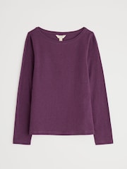 Seasalt Cornwall Purple Easel Long Sleeve Top in Cotton Jersey - Image 4 of 5