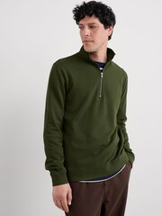 Seasalt Cornwall Mens Wood Moss Quarter Zip Sweatshirt - Bild 1 von 5