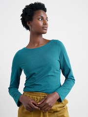 Seasalt Cornwall Blue Easel Long Sleeve Top in Cotton Jersey - Image 1 of 5