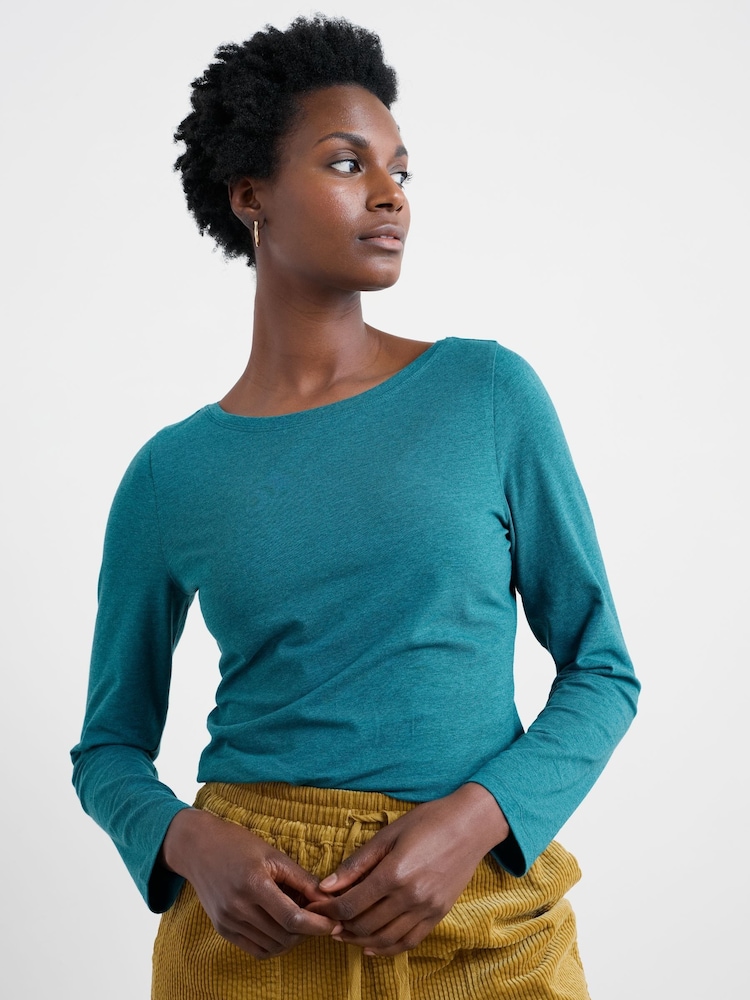 Seasalt Cornwall Blue Easel Long Sleeve Top in Cotton Jersey - Image 1 of 5