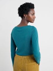 Seasalt Cornwall Blue Easel Long Sleeve Top in Cotton Jersey - Image 3 of 5