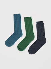 Seasalt Cornwall Blue Gift Box of 3 Mens Bloomin' Good Socks - Image 1 of 3