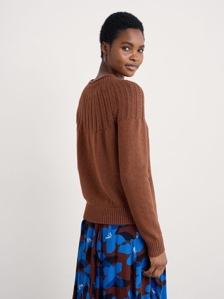 Seasalt Cornwall Brown Stone Chat Cotton Jumper - Image 2 of 5