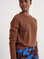 Seasalt Cornwall Brown Stone Chat Cotton Jumper - Image 3 of 5