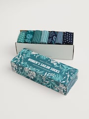 Seasalt Cornwall Blue Teal Gift Box of 7 Womens Blue Sailor Socks - Image 2 of 2