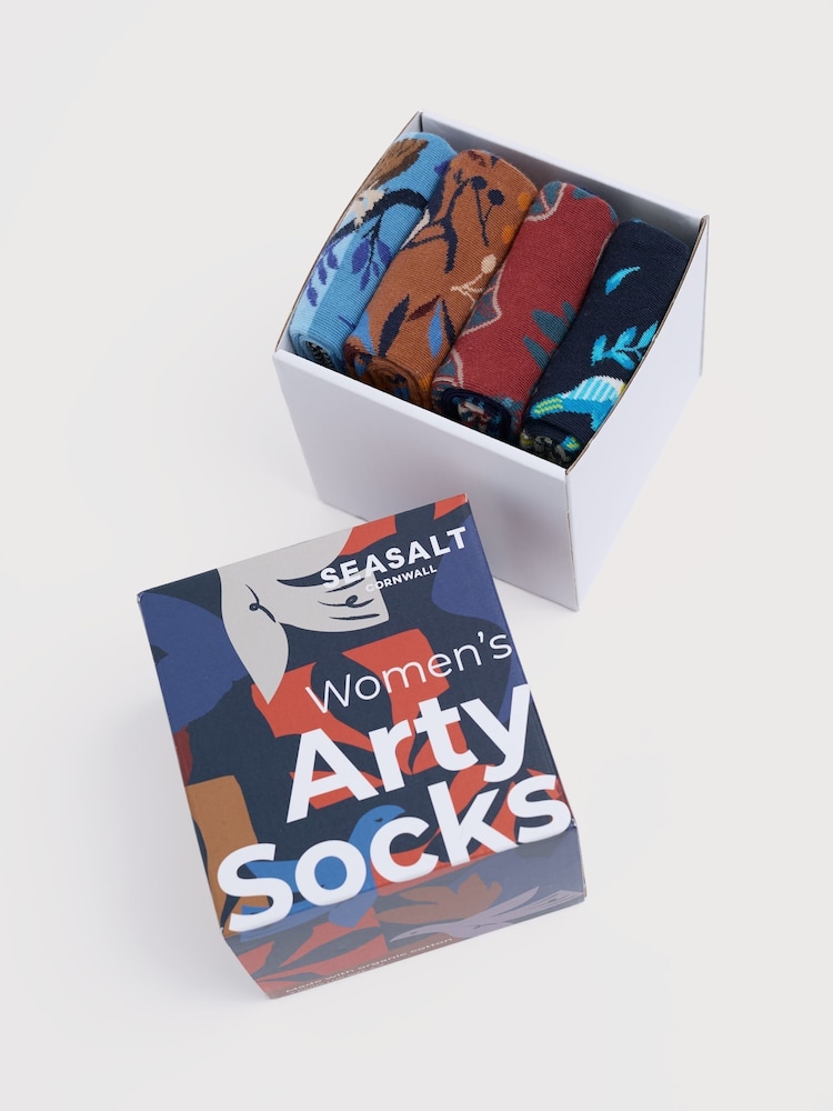 Seasalt Cornwall Blue Gift Box of 4 Women?s Bird Arty Socks - Image 3 of 3