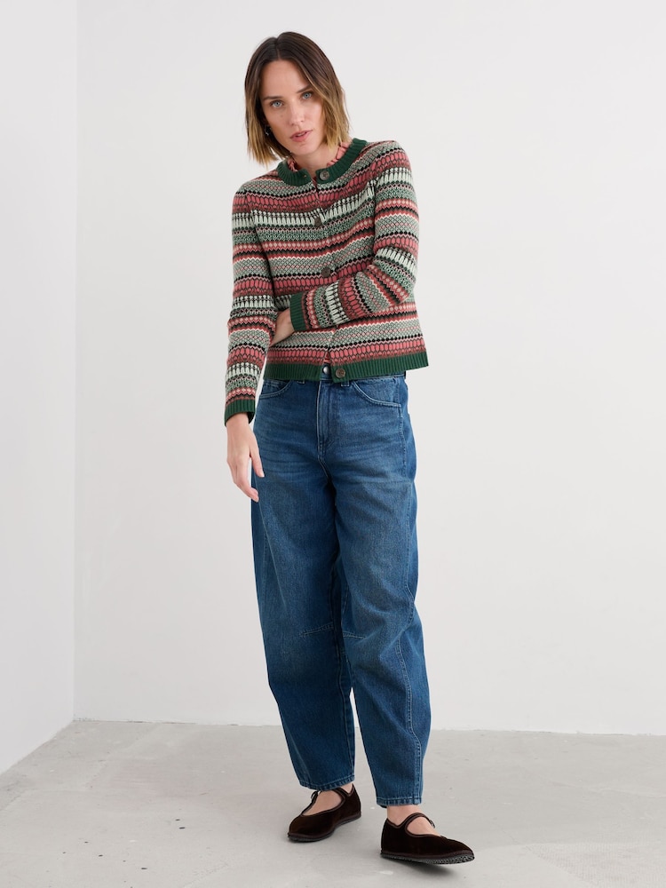 Seasalt Cornwall Green Percella Cove Fair Isle Cardigan - Image 1 of 5
