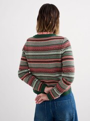 Seasalt Cornwall Green Percella Cove Fair Isle Cardigan - Image 3 of 5