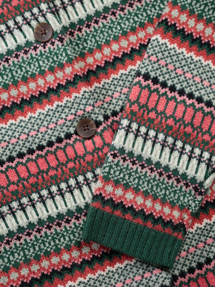 Seasalt Cornwall Green Percella Cove Fair Isle Cardigan - Image 5 of 5