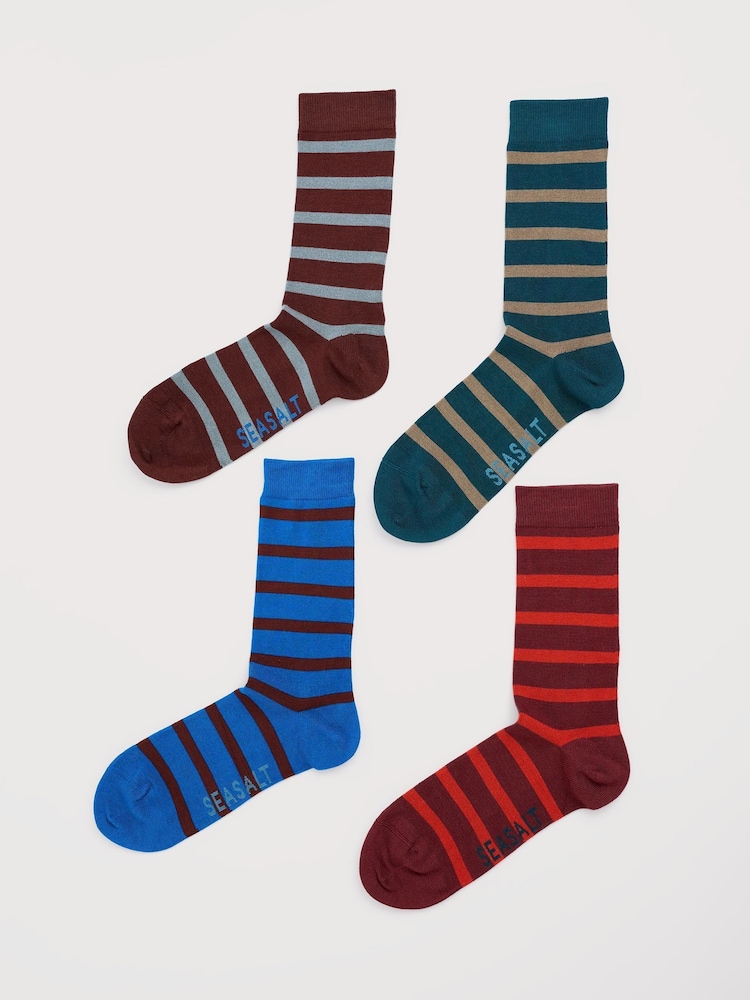 Seasalt Cornwall Blue Marl Gift Box of 4 Mens Sailor Socks - Image 1 of 3