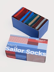 Seasalt Cornwall Blue Marl Gift Box of 4 Mens Sailor Socks - Image 3 of 3