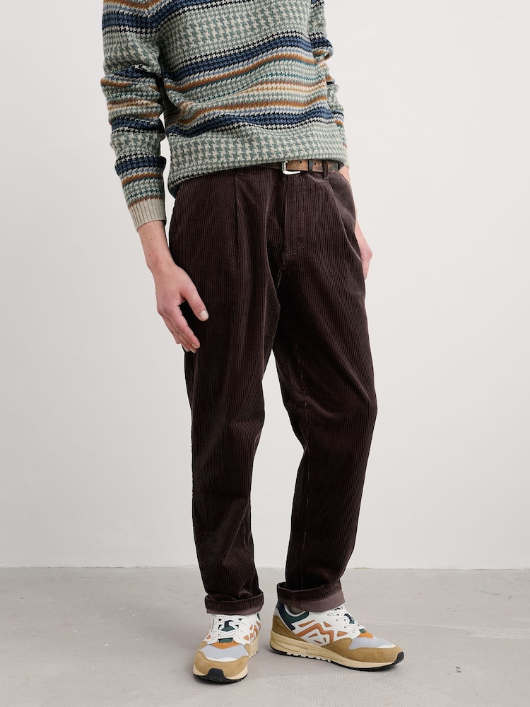 Seasalt Cornwall Brown Mens Yeoman Relaxed Tapered Cord Trousers - Image 1 of 5