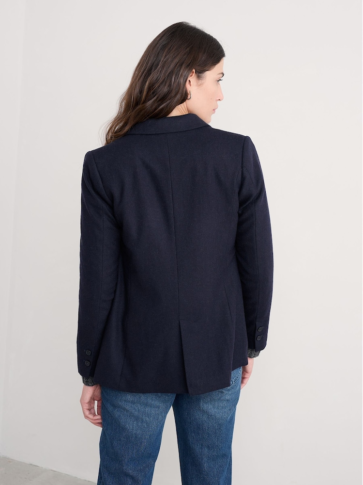 Seasalt Cornwall Blue Lowena Wool-Blend Blazer - Image 2 of 5