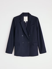 Seasalt Cornwall Blue Lowena Wool-Blend Blazer - Image 4 of 5