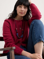 Seasalt Cornwall Red Cardigan Made With Merino - Image 3 of 5