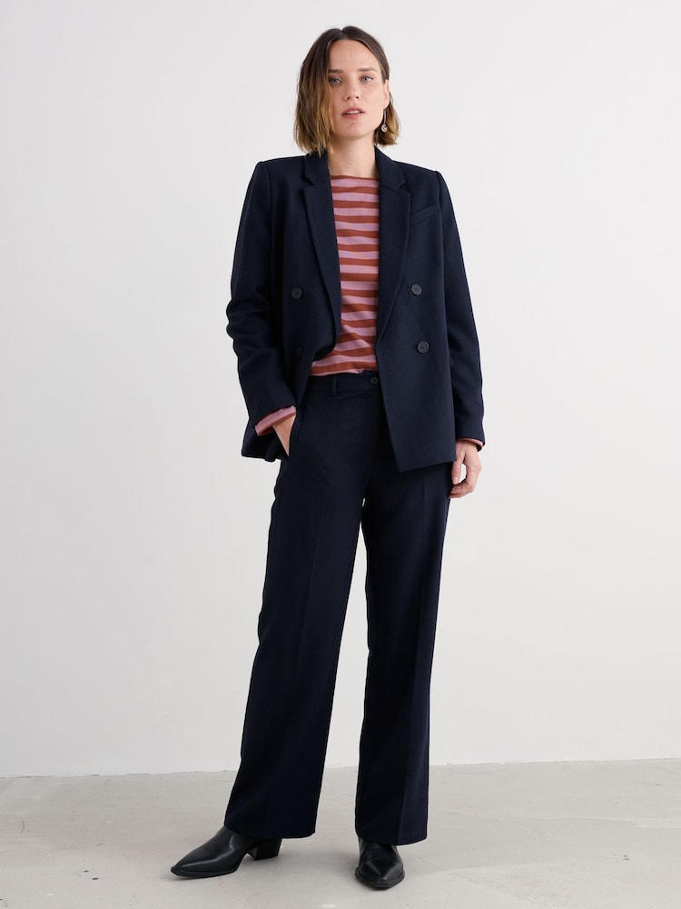 Seasalt Cornwall Blue Lowena Wool Blend Straight Leg Suit Trousers - Image 1 of 5