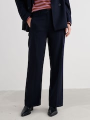 Seasalt Cornwall Blue Lowena Wool Blend Straight Leg Suit Trousers - Image 2 of 5