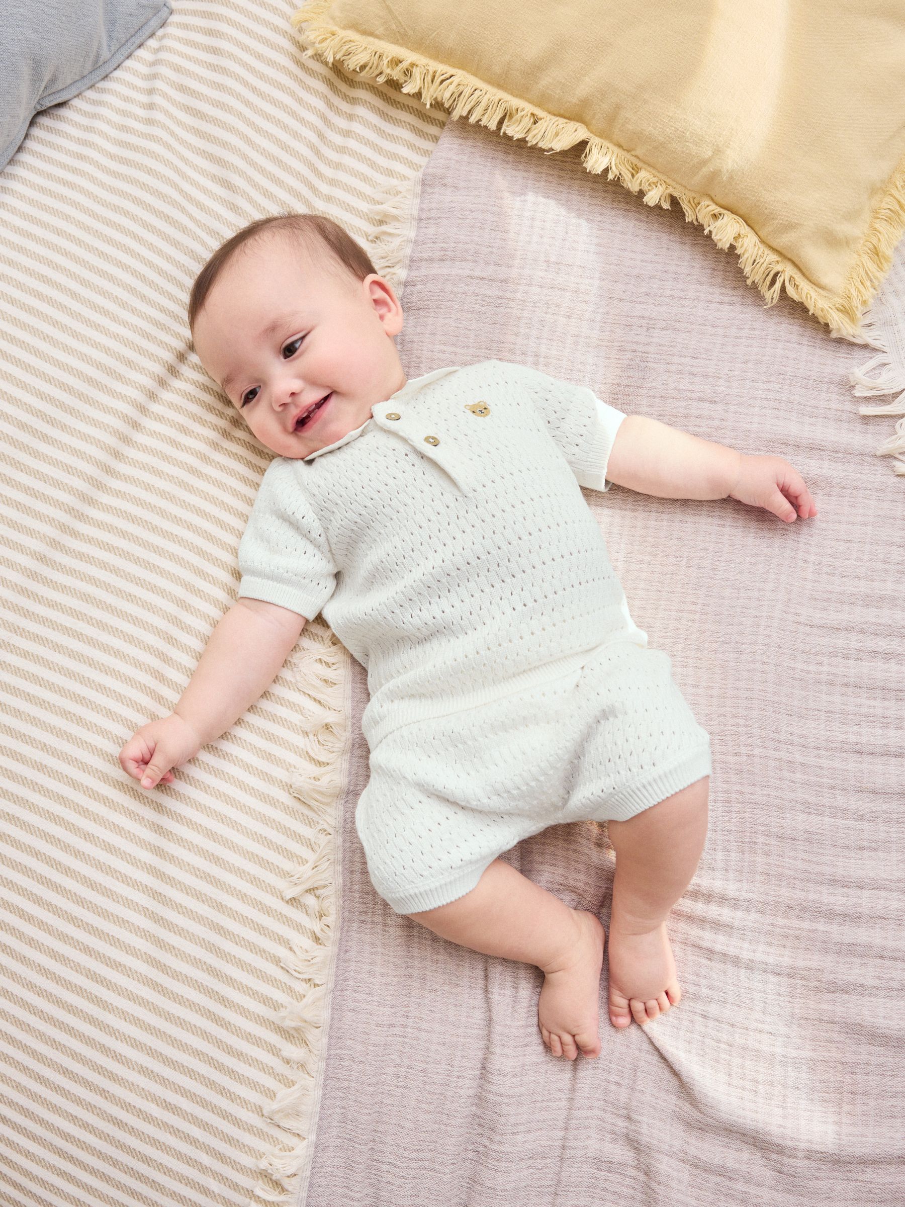 Buy White Collared Knit Top and Shorts Baby Set (0mths-2yrs) from