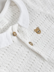 Blanco - Set de top y pantalones cortos de punto con cuello para bebé (0meses-2 años) - Imagen 11 de 13