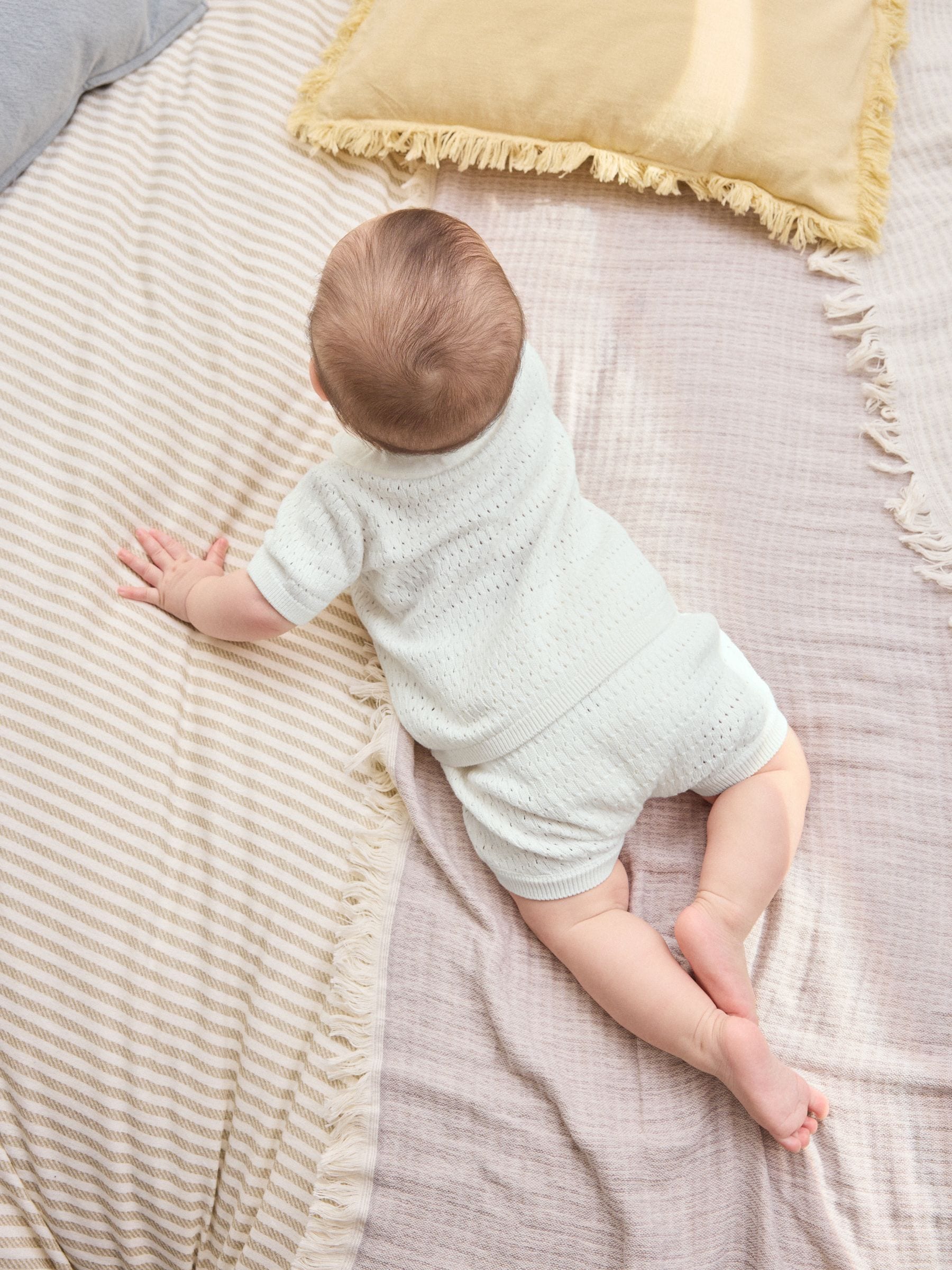 Buy White Collared Knit Top and Shorts Baby Set (0mths-2yrs) from