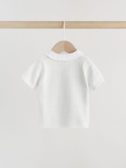 White Collared Knit Top and Shorts Baby Set (0mths-2yrs) - Image 4 of 10