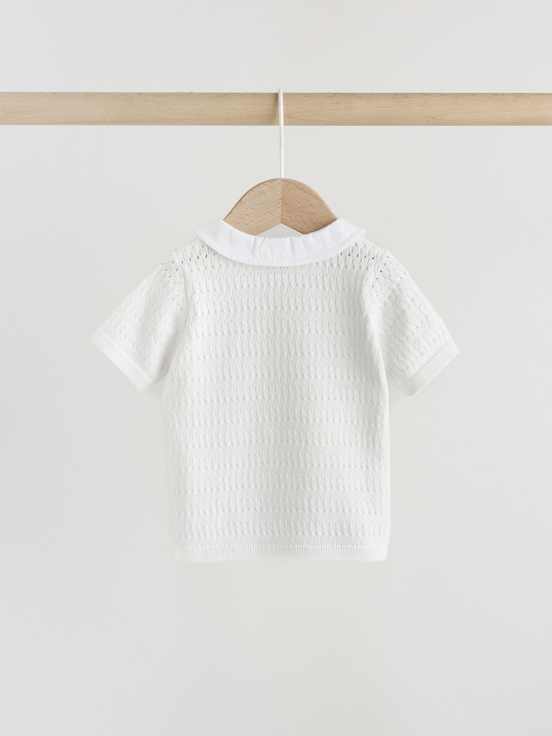 Buy White Collared Knit Top and Shorts Baby Set (0mths-2yrs) from