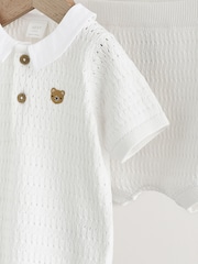 White Collared Knit Top and Shorts Baby Set (0mths-2yrs) - Image 7 of 10