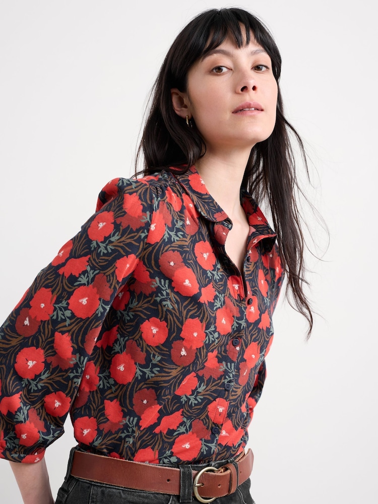Seasalt Cornwall Blue Embrace 3/4 Sleeve Jersey Shirt - Image 1 of 5