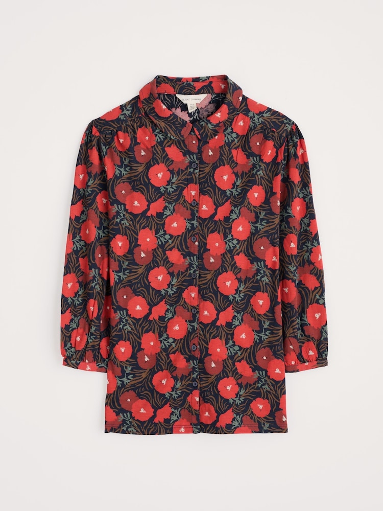 Seasalt Cornwall Blue Embrace 3/4 Sleeve Jersey Shirt - Image 5 of 5