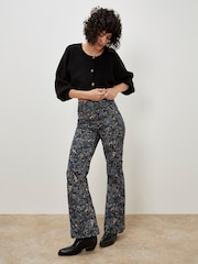 Apricot Blue Paisley Print Kick Crop Flare Jeans - Image 2 of 5