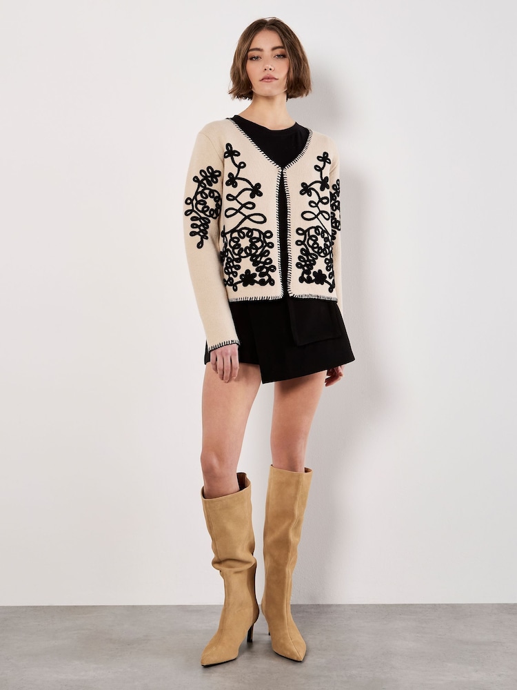 Apricot Natural Swirl Cornelli Embroidered Cardigan - Image 2 of 4 Apricot Natural Swirl Cornelli Embroidered Cardigan - Image 2 of 4