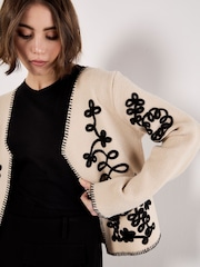Apricot Natural Swirl Cornelli Embroidered Cardigan - Image 4 of 4
