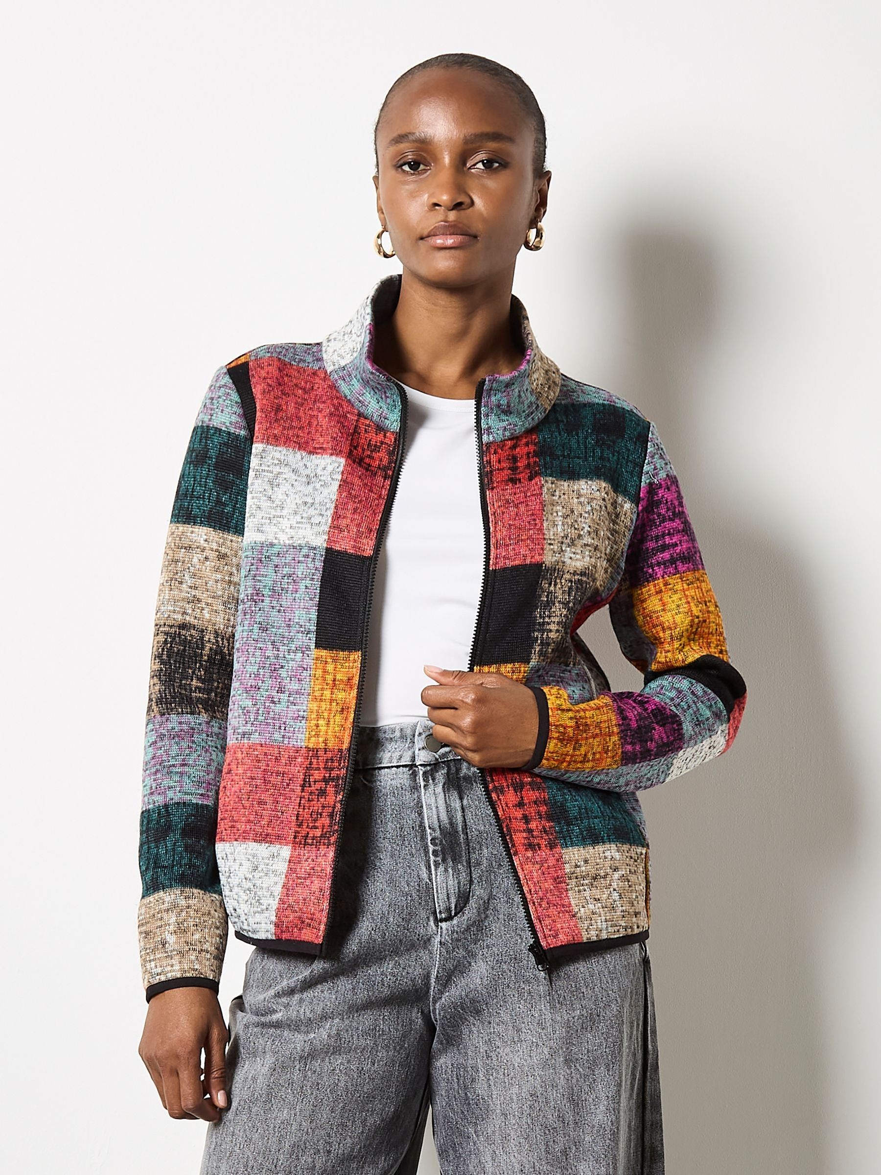 Buy Apricot Grey Multicolour Check Fleece Jacket from the Next UK Buy Apricot Grey Multicolour Check Fleece Jacket from the Next UK