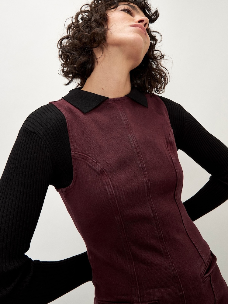 Apricot Red Coloured Denim Shift Dress - Image 2 of 4 Apricot Red Coloured Denim Shift Dress - Image 2 of 4