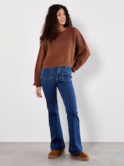 Apricot Brown Cropped Drop Shoulder Jumper - Image 1 of 4