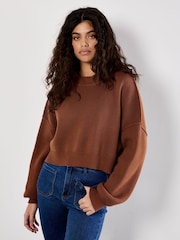 Apricot Brown Cropped Drop Shoulder Jumper - Image 2 of 4
