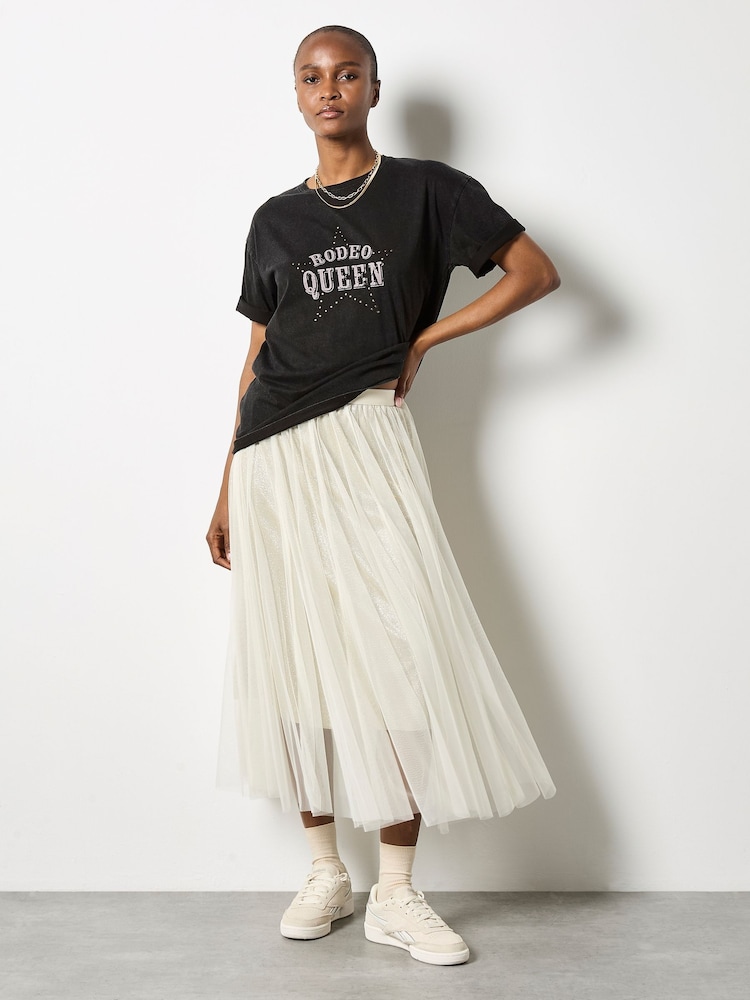 Apricot Natural Sparkle Mesh Tulle Skirt - Image 2 of 5 Apricot Natural Sparkle Mesh Tulle Skirt - Image 2 of 5