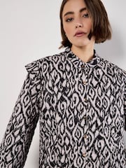 Apricot Black Textured Ikat Quilted Jacket - Image 5 of 6