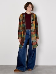 Apricot Brown Multicolour Check Fleece Hood Cardigan - Image 2 of 6