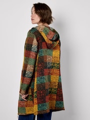 Apricot Brown Multicolour Check Fleece Hood Cardigan - Image 3 of 6