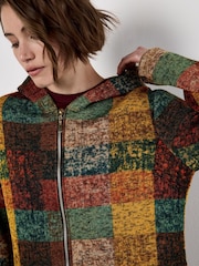 Apricot Brown Multicolour Check Fleece Hood Cardigan - Image 6 of 6