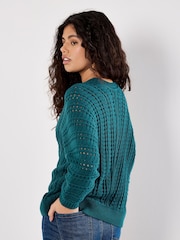 Apricot Green Vertical Knit Batwing Jumper - Image 3 of 4