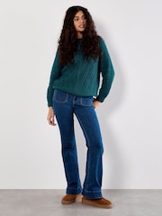 Apricot Green Vertical Knit Batwing Jumper - Image 4 of 4