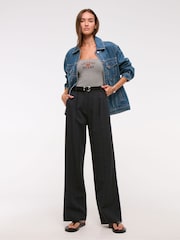 Abercrombie & Fitch Black Ultra High Rise Sloane Structured Trousers - Image 1 of 6